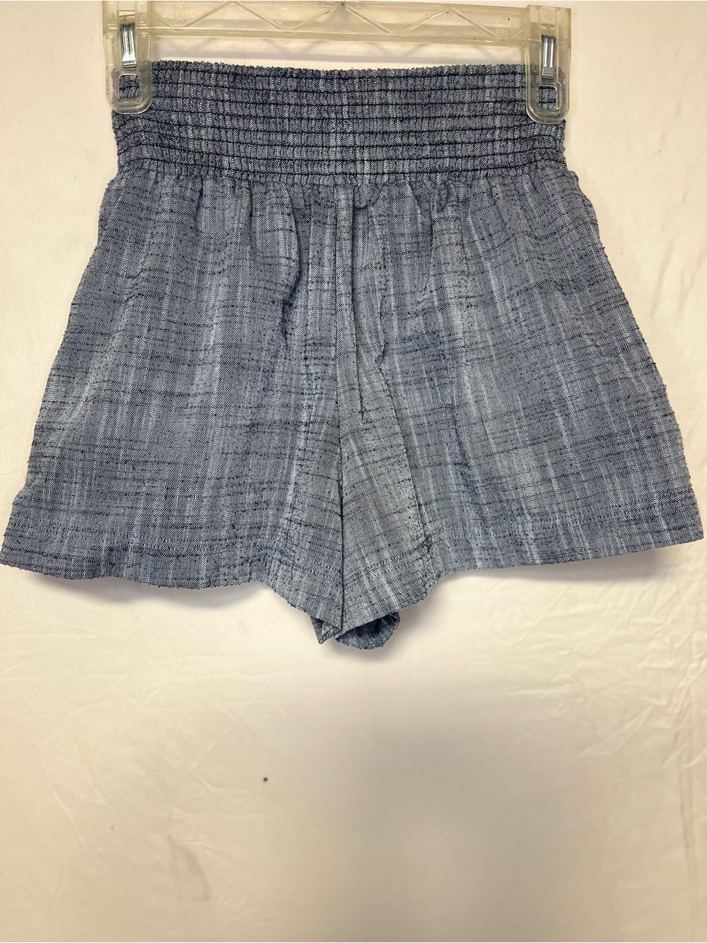 High-Waist Textured Blue Women's Shorts